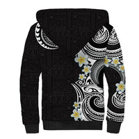 Aloha Polynesian Plumeria Flower Sherpa Hoodie Black White Color LT03 - Polynesian Pride