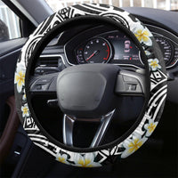 Aloha Polynesian Plumeria Flower Steering Wheel Cover Black White Color LT03 - Polynesian Pride