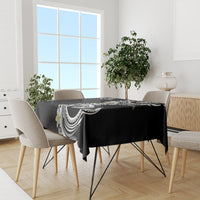Aloha Polynesian Plumeria Flower Tablecloth Black White Color LT03 - Polynesian Pride