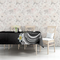Aloha Polynesian Plumeria Flower Tablecloth Black White Color LT03 - Polynesian Pride