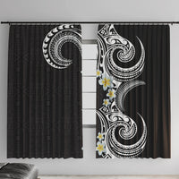 Aloha Polynesian Plumeria Flower Window Curtain Black White Color LT03 With Hooks Black - Polynesian Pride