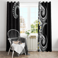 Aloha Polynesian Plumeria Flower Window Curtain Black White Color LT03 - Polynesian Pride