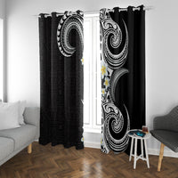 Aloha Polynesian Plumeria Flower Window Curtain Black White Color LT03 With Grommets Black - Polynesian Pride