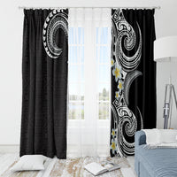 Aloha Polynesian Plumeria Flower Window Curtain Black White Color LT03 - Polynesian Pride