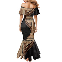 Samoa Siapo Motif and Tapa Pattern Half Style Mermaid Dress Beige Color LT03 - Polynesian Pride