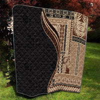 Samoa Siapo Motif and Tapa Pattern Half Style Quilt Beige Color