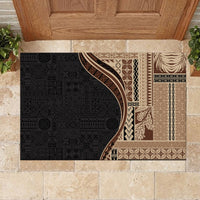 Samoa Siapo Motif and Tapa Pattern Half Style Rubber Doormat Beige Color