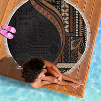 Samoa Siapo Motif and Tapa Pattern Half Style Beach Blanket Black Color
