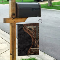 Samoa Siapo Motif and Tapa Pattern Half Style Garden Flag Black Color