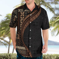 Samoa Siapo Motif and Tapa Pattern Half Style Hawaiian Shirt Black Color LT03 - Polynesian Pride
