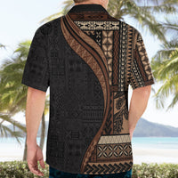 Samoa Siapo Motif and Tapa Pattern Half Style Hawaiian Shirt Black Color LT03 - Polynesian Pride