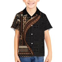 Samoa Siapo Motif and Tapa Pattern Half Style Hawaiian Shirt Black Color LT03 - Polynesian Pride