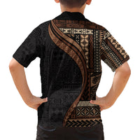 Samoa Siapo Motif and Tapa Pattern Half Style Hawaiian Shirt Black Color LT03 - Polynesian Pride