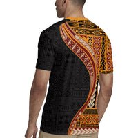 Samoa Siapo Motif and Tapa Pattern Half Style Rugby Jersey Yellow Color