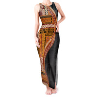 Samoa Siapo Motif and Tapa Pattern Half Style Tank Maxi Dress Yellow Color LT03 Women Yellow - Polynesian Pride