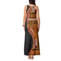 Samoa Siapo Motif and Tapa Pattern Half Style Tank Maxi Dress Yellow Color LT03 - Polynesian Pride