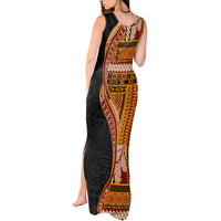 Samoa Siapo Motif and Tapa Pattern Half Style Tank Maxi Dress Yellow Color LT03 - Polynesian Pride