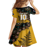 Custom New Zealand and Australia Rugby Family Matching Short Sleeve Bodycon Dress and Hawaiian Shirt Maori Warrior With Aboriginal Version