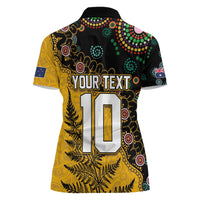 Custom New Zealand and Australia Rugby Women Polo Shirt Maori Warrior With Aboriginal Version