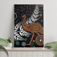New Zealand Fern and Australia Emu Canvas Wall Art Aboriginal Mix Maori Pattern LT03 - Polynesian Pride