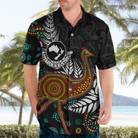 New Zealand Fern and Australia Emu Hawaiian Shirt Aboriginal Mix Maori Pattern LT03 - Polynesian Pride
