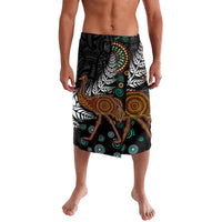 New Zealand Fern and Australia Emu Lavalava Aboriginal Mix Maori Pattern LT03 Blue - Polynesian Pride