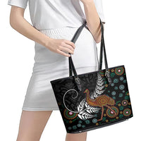 New Zealand Fern and Australia Emu Leather Tote Bag Aboriginal Mix Maori Pattern LT03 - Polynesian Pride