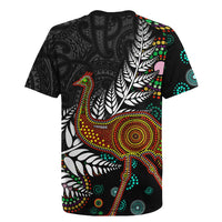 New Zealand Fern and Australia Emu Rugby Jersey Aboriginal Mix Maori Pattern