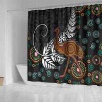 New Zealand Fern and Australia Emu Shower Curtain Aboriginal Mix Maori Pattern