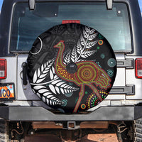 New Zealand Fern and Australia Emu Spare Tire Cover Aboriginal Mix Maori Pattern LT03 Blue - Polynesian Pride