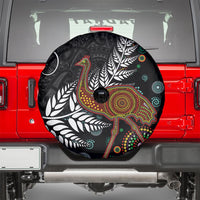 New Zealand Fern and Australia Emu Spare Tire Cover Aboriginal Mix Maori Pattern LT03 - Polynesian Pride