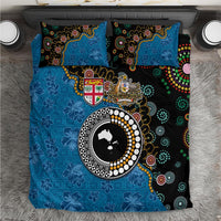 Fiji Palm Tree and Australia Kangaroo Bedding Set Aboriginal Mix Tapa Pattern