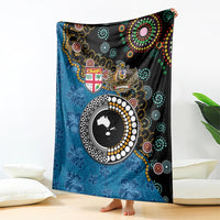 Fiji Palm Tree and Australia Kangaroo Blanket Aboriginal Mix Tapa Pattern