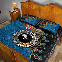 Fiji Palm Tree and Australia Kangaroo Quilt Bed Set Aboriginal Mix Tapa Pattern