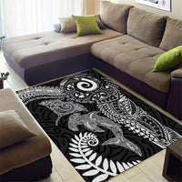 Aotearoa Maori Sea Animals Tribal Area Rug Manta Ray and Shark Moko Pattern Black Color LT03 - Polynesian Pride