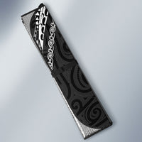 Aotearoa Maori Sea Animals Tribal Auto Sun Shade Manta Ray and Shark Moko Pattern Black Color LT03 - Polynesian Pride
