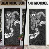 Aotearoa Maori Sea Animals Tribal Door Cover Manta Ray and Shark Moko Pattern Black Color