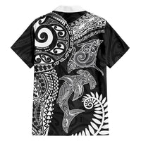 Aotearoa Maori Sea Animals Tribal Hawaiian Shirt Manta Ray and Shark Moko Pattern Black Color LT03 - Polynesian Pride