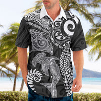 Aotearoa Maori Sea Animals Tribal Hawaiian Shirt Manta Ray and Shark Moko Pattern Black Color LT03 - Polynesian Pride