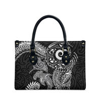 Aotearoa Maori Sea Animals Tribal Leather Bag Manta Ray and Shark Moko Pattern Black Color LT03 - Polynesian Pride