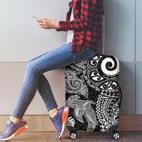 Aotearoa Maori Sea Animals Tribal Luggage Cover Manta Ray and Shark Moko Pattern Black Color