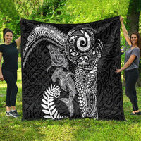 Aotearoa Maori Sea Animals Tribal Quilt Manta Ray and Shark Moko Pattern Black Color LT03 - Polynesian Pride