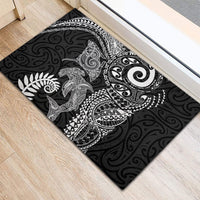 Aotearoa Maori Sea Animals Tribal Rubber Doormat Manta Ray and Shark Moko Pattern Black Color LT03 - Polynesian Pride