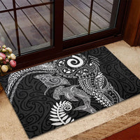 Aotearoa Maori Sea Animals Tribal Rubber Doormat Manta Ray and Shark Moko Pattern Black Color LT03 - Polynesian Pride