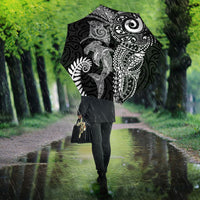 Aotearoa Maori Sea Animals Tribal Umbrella Manta Ray and Shark Moko Pattern Black Color LT03 - Polynesian Pride