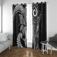 Aotearoa Maori Sea Animals Tribal Window Curtain Manta Ray and Shark Moko Pattern Black Color LT03 With Grommets Black - Polynesian Pride