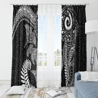 Aotearoa Maori Sea Animals Tribal Window Curtain Manta Ray and Shark Moko Pattern Black Color LT03 - Polynesian Pride