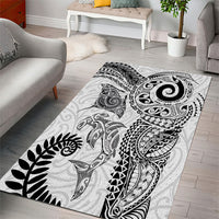 Aotearoa Maori Sea Animals Tribal Area Rug Manta Ray and Shark Moko Pattern White Color LT03 - Polynesian Pride