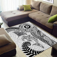 Aotearoa Maori Sea Animals Tribal Area Rug Manta Ray and Shark Moko Pattern White Color LT03 - Polynesian Pride