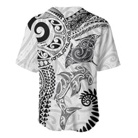 Aotearoa Maori Sea Animals Tribal Baseball Jersey Manta Ray and Shark Moko Pattern White Color LT03 - Polynesian Pride